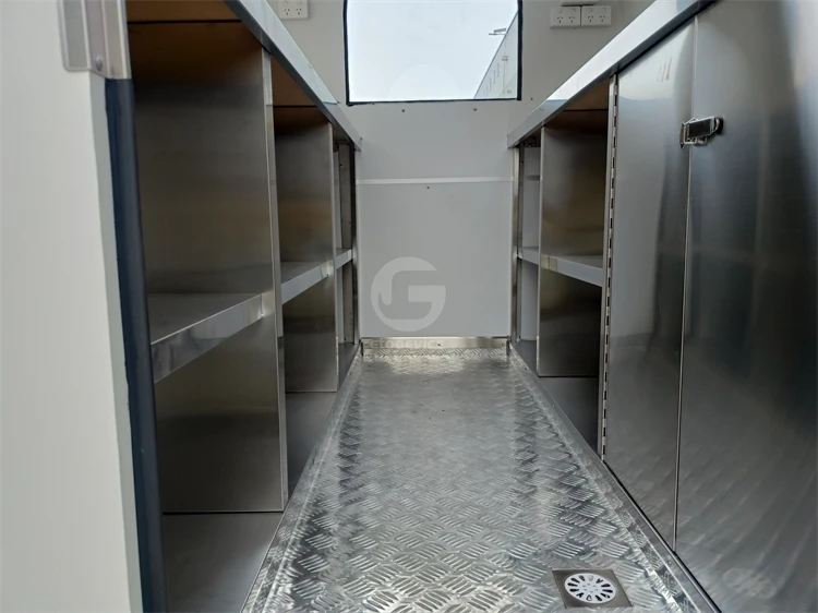 empty coffee food trailer inside
